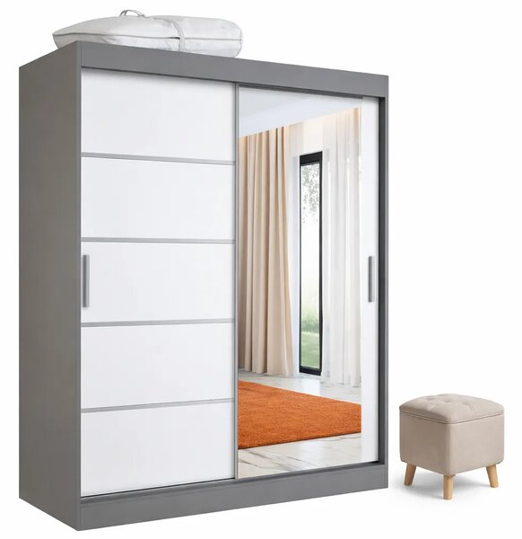 Szafa przesuwna 150 cm antracyt + biały T1-L15
