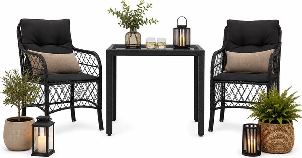 Zestaw ogrodowy z eleganckimi poduszkami w kolorze czarnym M1-T37