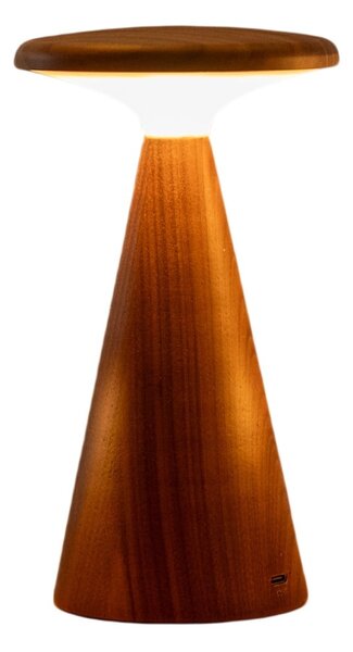 Lampa stołowa LED w ciemnym naturalnym kolorze z drewnianym kloszem (wysokość 14 cm) Sylva – Gingko