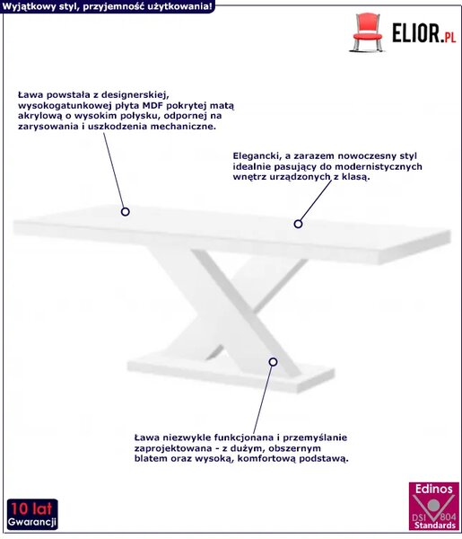 Nowoczesny rozkładany ławostół beżowo-biały połysk M8-P69