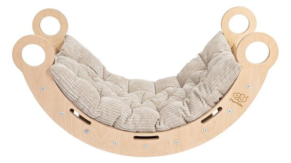 Beżowo-naturalna huśtawka z litego drewna sosnowego 39x75x38 cm Montessori – Meowbaby