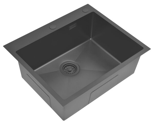 Zlewozmywak jednokomorowy stalowy czarny 65 cm Sink Quality Steel SINK 65 + syfon