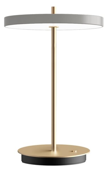 Jasnoszara lampa stołowa LED ze ściemniaczem i metalowym kloszem (wysokość 31 cm) Asteria Move – UMAGE