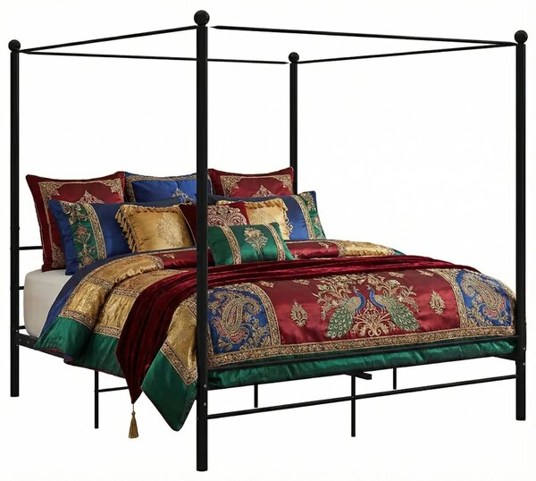 Czarne łóżko dwuosobowe z metalu 200x200 cm P1-L59