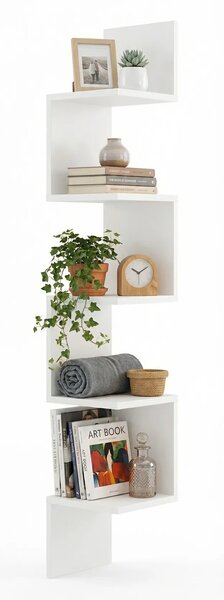 Biała narożna półka ścienna 5 poziomów - Flora 4X