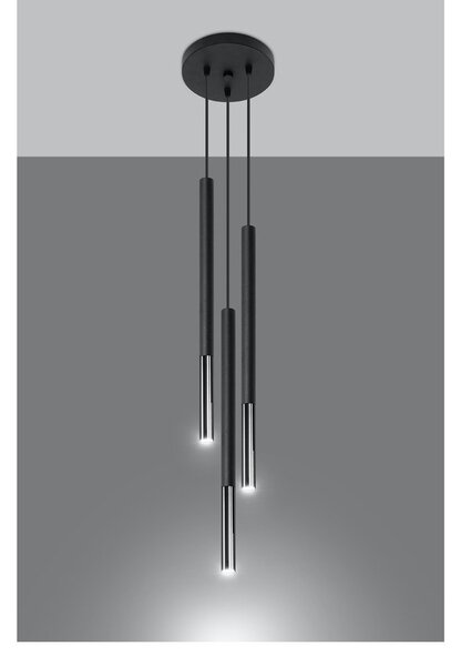 Metalowa lampa wisząca w czarno-srebrnym kolorze ø 20 cm Asarot – Sollux