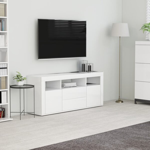 Szafka pod TV, biała, 120x30x50 cm, materiał drewnopochodny