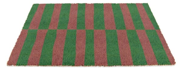 Wycieraczka z włókna kokosowego 40x60 cm Pink & Green Half Stripes – Artsy Doormats