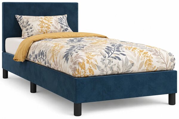 Niebieskie łóżko kontynentalne z materacem 90x200 G1-A59
