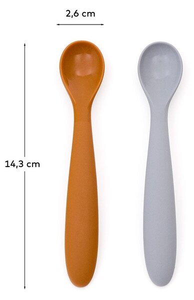 Jasnoniebiesko-pomarańczowe plastikowo-silikonowe łyżeczki dla dzieci zestaw 2 szt. Lili – Kave Home