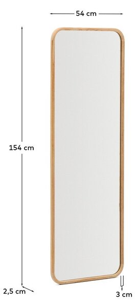 Lustro z drewnianą ramą ścienne 54x154 cm Milsa – Kave Home