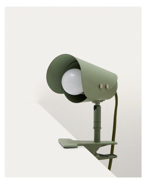 Zielona metalowa lampa stołowa z klipsem (wysokość 16 cm) Jula – Kave Home