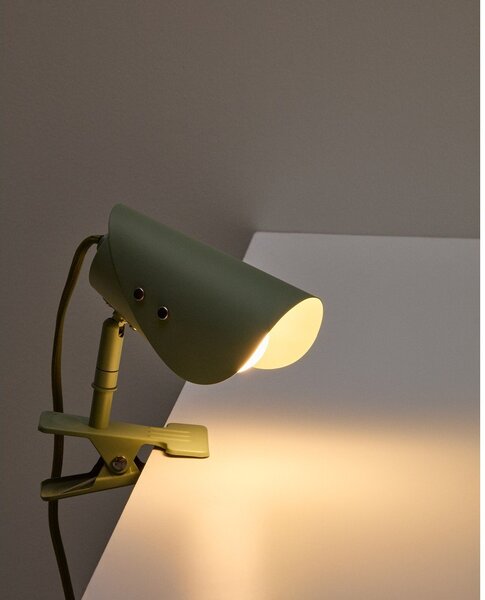 Zielona metalowa lampa stołowa z klipsem (wysokość 16 cm) Jula – Kave Home