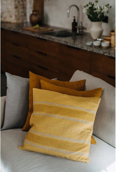 Lniana poszewka na poduszkę 40x40 cm Amber Bronze Stripes – Linen Tales