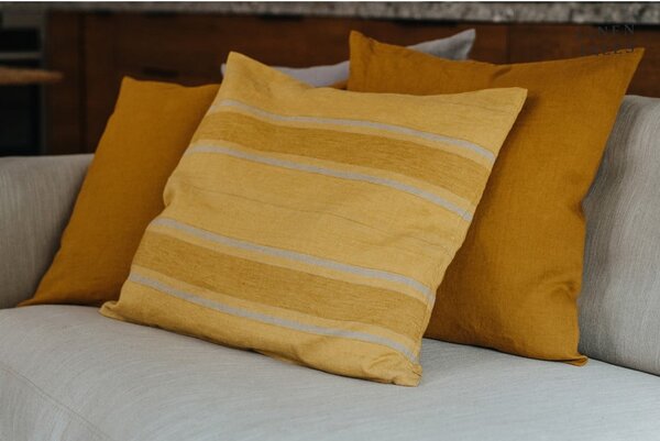 Lniana poszewka na poduszkę 40x40 cm Amber Bronze Stripes – Linen Tales