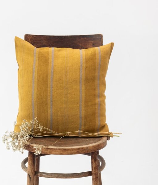Lniana poszewka na poduszkę 40x40 cm Amber Bronze Stripes – Linen Tales