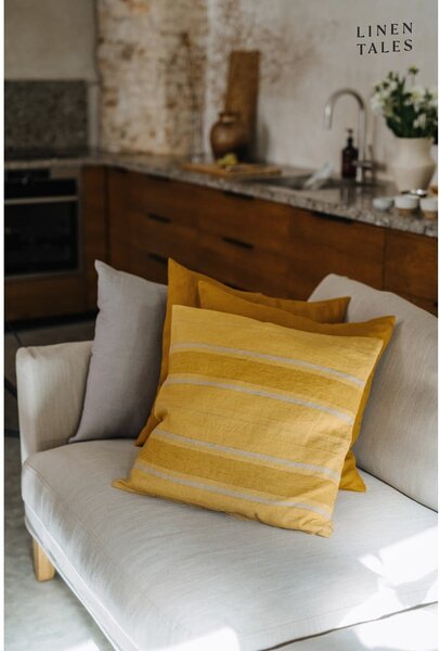 Lniana poszewka na poduszkę 40x40 cm Amber Bronze Stripes – Linen Tales
