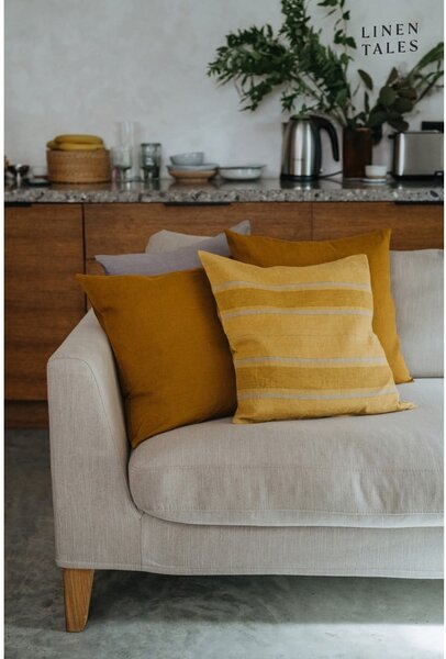Lniana poszewka na poduszkę 40x40 cm Amber Bronze Stripes – Linen Tales