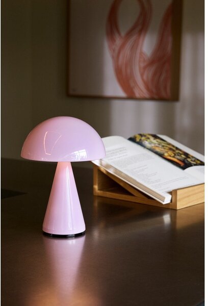 Jasnoróżowa lampa stołowa LED ze ściemniaczem (wysokość 20 cm) Mush – Hübsch