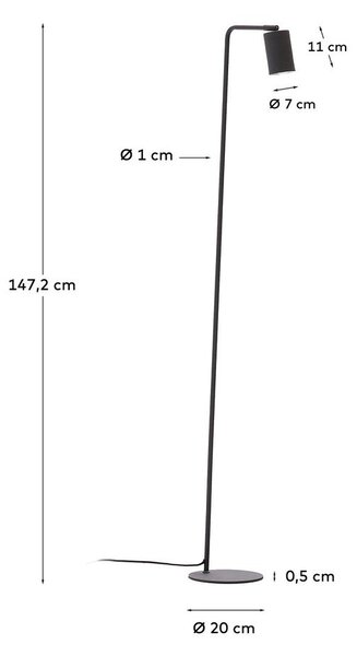 Czarna lampa stojąca (wysokość 147 cm) Manie – Kave Home