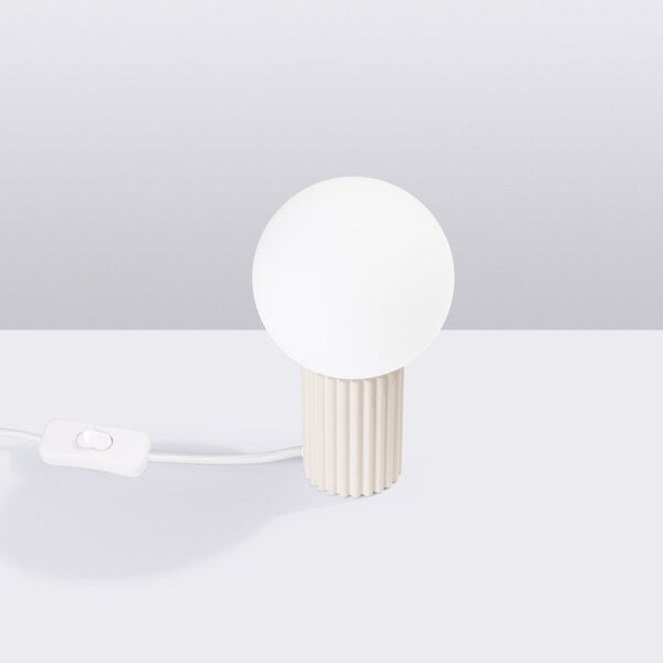 Kremowa lampa stołowa ze szklanym kloszem (wysokość 19 cm) Orbital – Sollux