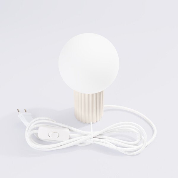 Kremowa lampa stołowa ze szklanym kloszem (wysokość 19 cm) Orbital – Sollux
