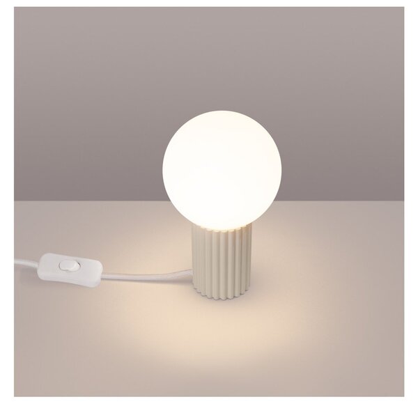 Kremowa lampa stołowa ze szklanym kloszem (wysokość 19 cm) Orbital – Sollux