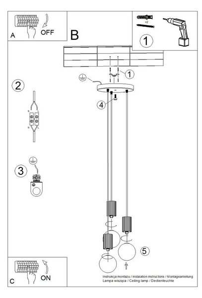 Beżowa metalowa lampa wisząca ze szklanym kloszem ø 25 cm Orbital – Sollux