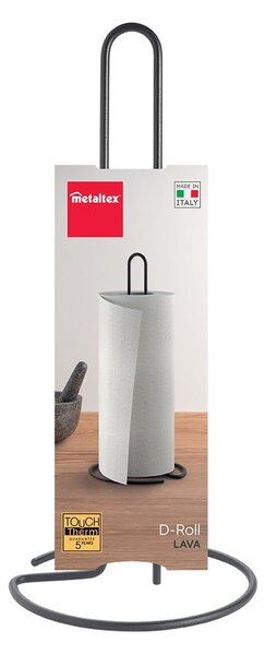 Stalowy stojak na ręczniki papierowe w kolorze matowej czerni ø 14 cm Lava – Metaltex