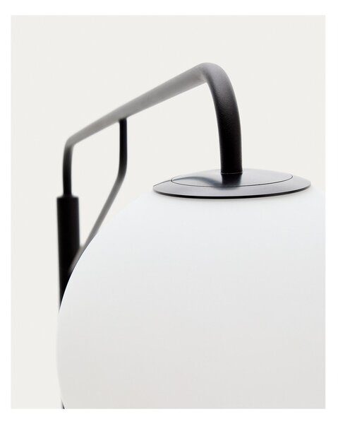 Biało-czarna lampa stojąca ze szklanym kloszem (wysokość 164 cm) Eilo – Kave Home