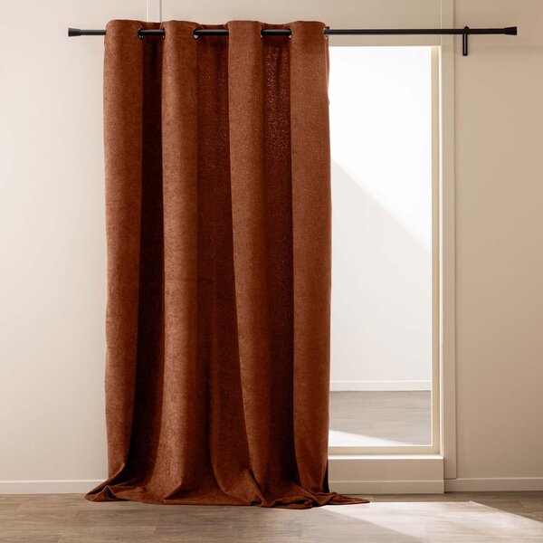 Zasłona z materiału bouclé w kolorze terakoty 140x260 cm Winona – douceur d'intérieur