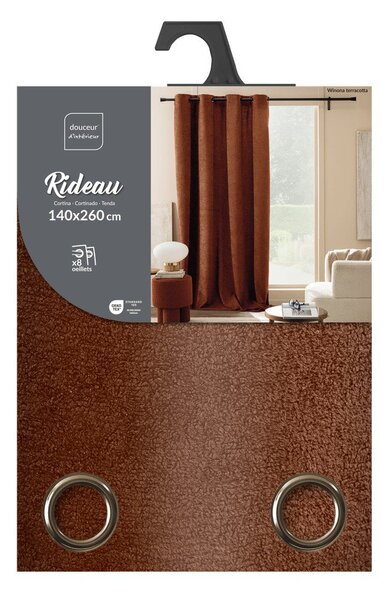 Zasłona z materiału bouclé w kolorze terakoty 140x260 cm Winona – douceur d'intérieur