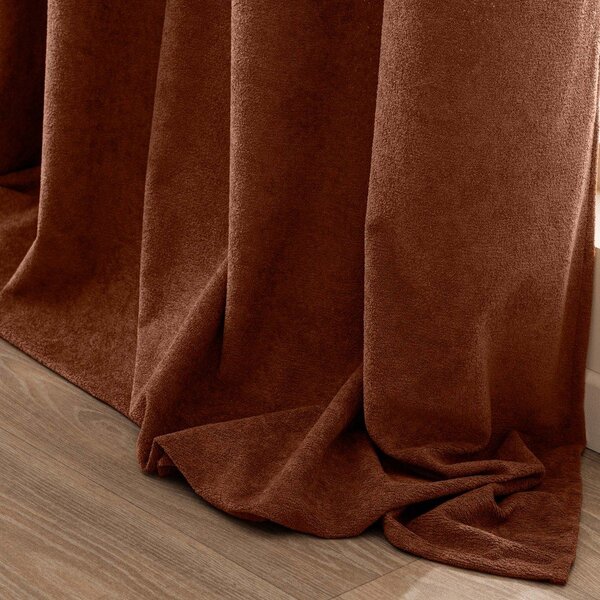 Zasłona z materiału bouclé w kolorze terakoty 140x260 cm Winona – douceur d'intérieur