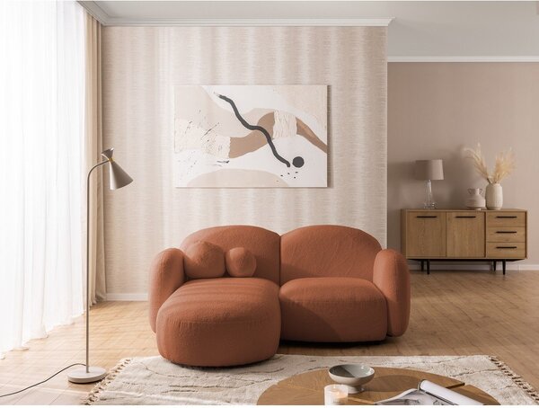 Narożnik z materiału bouclé (lewostronny/z szezlongiem) w kolorze terakoty Orbit – Ropez