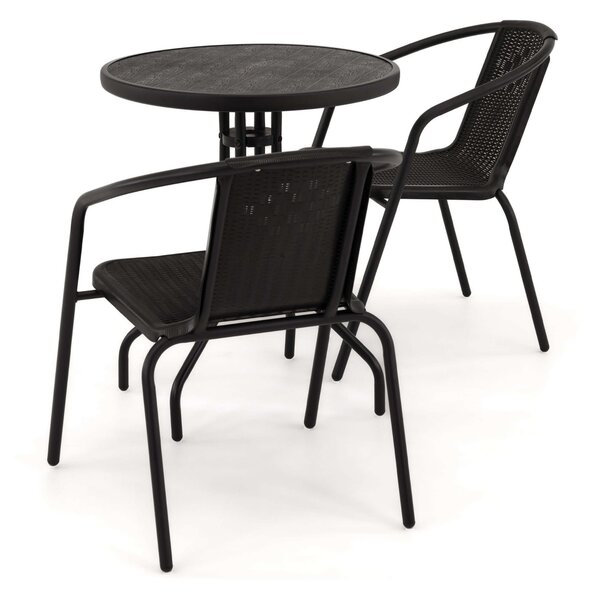 MebleMWM Zestaw mebli balkonowych BALI KJF3644 | Czarny | OUTLET