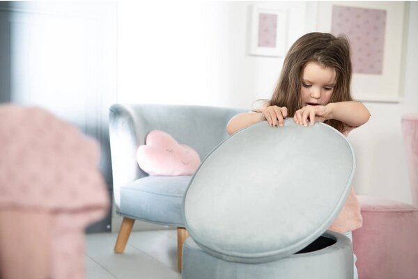 Jasnoniebieski aksamitny puf dziecięcy Lil Sofa – Roba