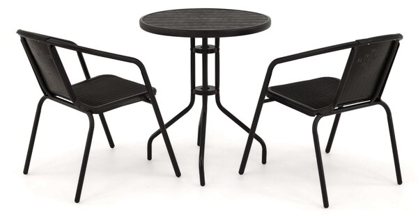 MebleMWM Zestaw mebli balkonowych BALI KJF3644 | Czarny | OUTLET