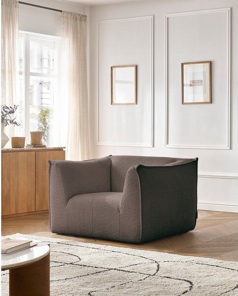 Brązowy fotel z materiału bouclé Giorgia – Bobochic Paris