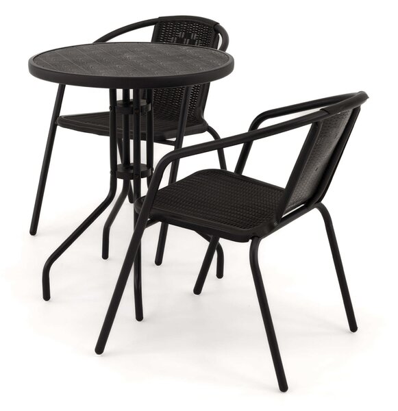 MebleMWM Zestaw mebli balkonowych BALI KJF3644 | Czarny | OUTLET