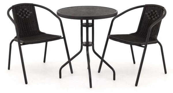 MebleMWM Zestaw mebli balkonowych BALI KJF3644 | Czarny | OUTLET