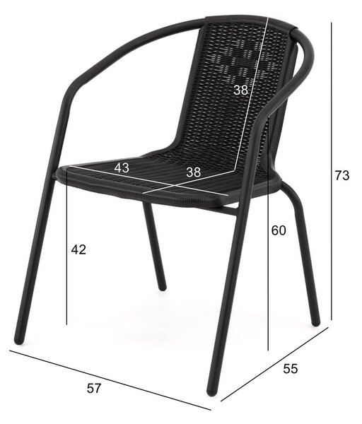 MebleMWM Zestaw mebli balkonowych BALI KJF3644 | Czarny | OUTLET