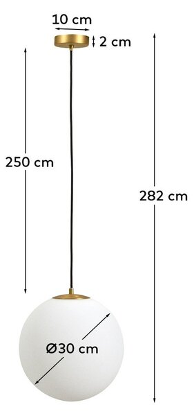 Biała/w kolorze złota metalowa lampa wisząca ze szklanym kloszem ø 30 cm Brisia – Kave Home