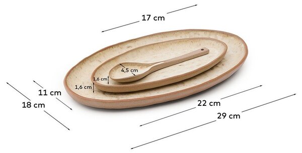 Beżowe ceramiczne talerze do serwowania zestaw 3 szt. Zunel – Kave Home