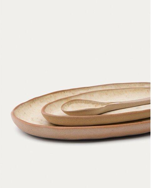 Beżowe ceramiczne talerze do serwowania zestaw 3 szt. Zunel – Kave Home
