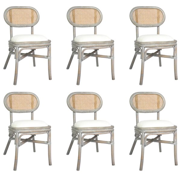 Krzesła stołowe, 6 szt., szare, lniane