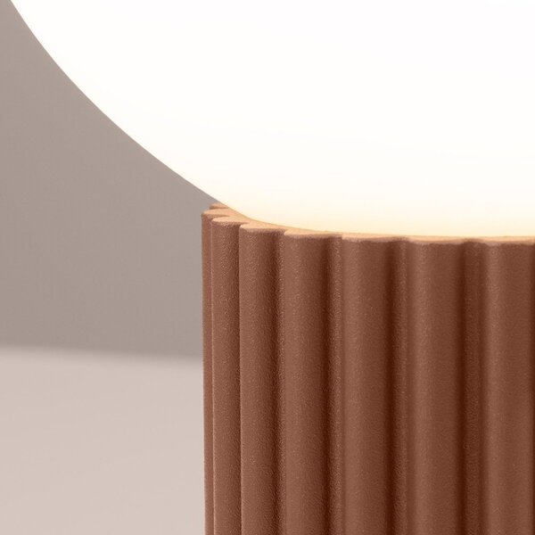 Jasnobrązowa lampa stołowa ze szklanym kloszem (wysokość 19 cm) Orbital – Sollux