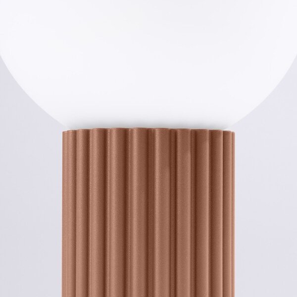 Jasnobrązowa lampa stołowa ze szklanym kloszem (wysokość 19 cm) Orbital – Sollux