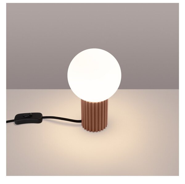 Jasnobrązowa lampa stołowa ze szklanym kloszem (wysokość 19 cm) Orbital – Sollux