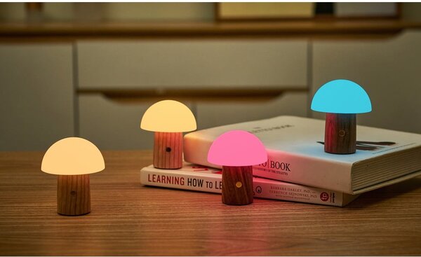 Biała/w ciemnym naturalnym kolorze lampa stołowa LED (wysokość 7 cm) Alice Mushroom – Gingko