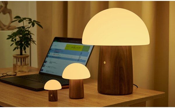 Biała/w ciemnym naturalnym kolorze lampa stołowa LED (wysokość 7 cm) Alice Mushroom – Gingko